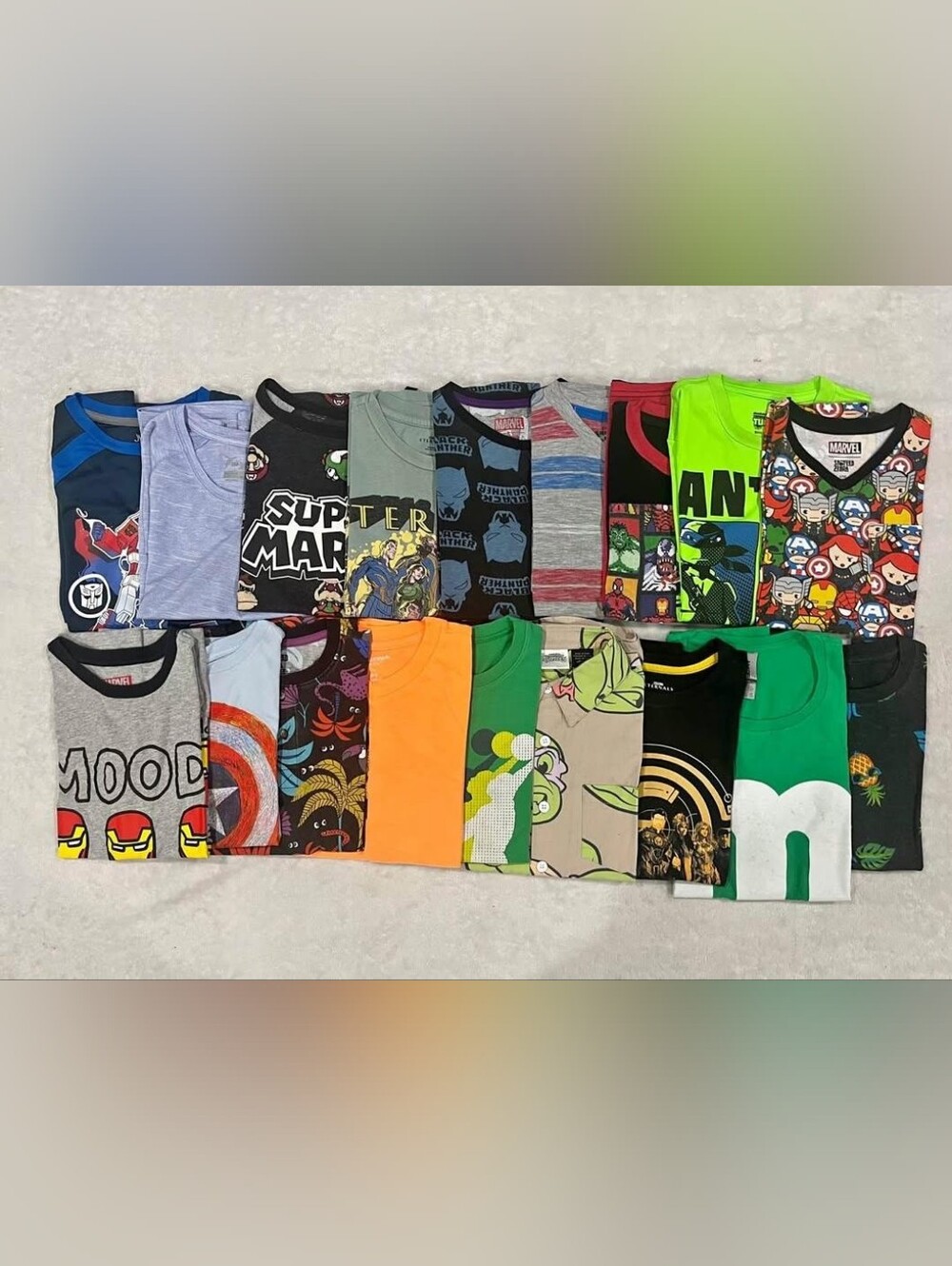 Mixed Graphic Kids Tees - Super Mario, Marvel & More Set of 18 Boys Size 10/12 S